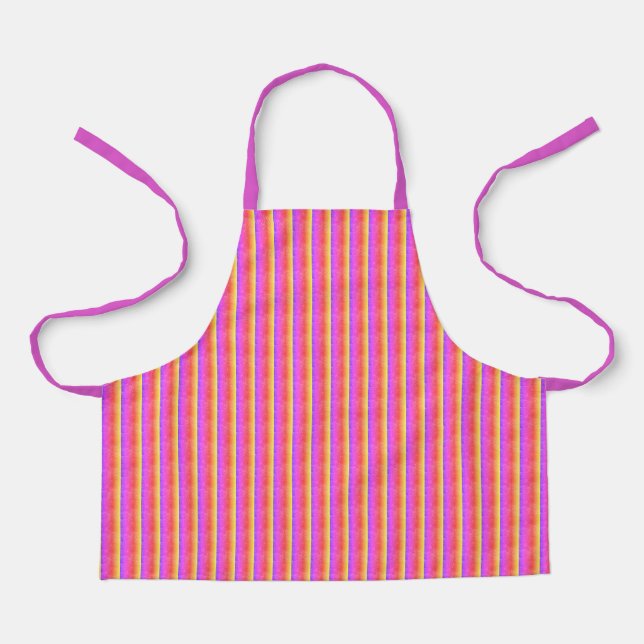 Pink And Orange Stripes Apron (Front)