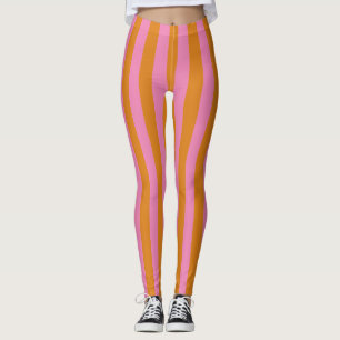 Pink and Orange Stripes Leggings