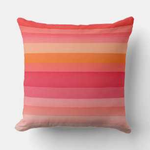 pink and orange stripes throw pillow