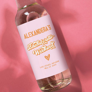 Pink and Orange Sunset Bachelorette Party Wine Label