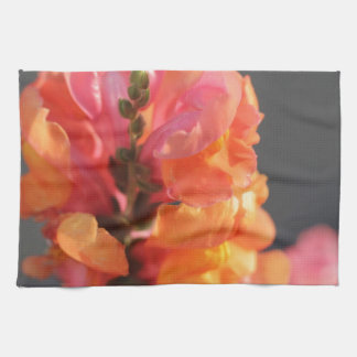Pink and orange tropical flowers kitchen towel