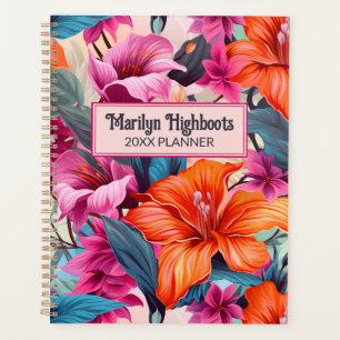 Pink and Orange Tropical Flowers Planner