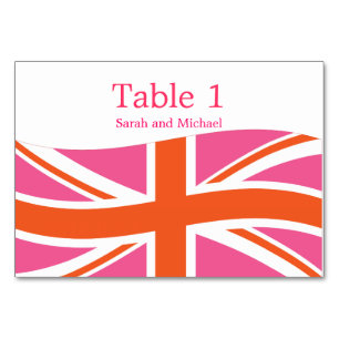 Pink and Orange Union Flag Table Number