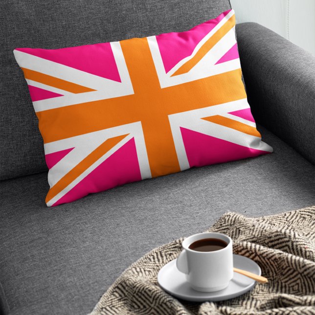 Pink and Orange Union Jack Lumbar Pillow (Creator Uploaded)