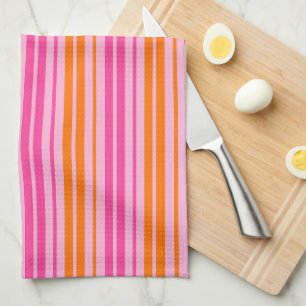  Pink and Orange Vertical Stripes Design   Kitchen Towel