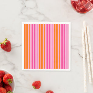 Pink and Orange Vertical Stripes Design Napkin