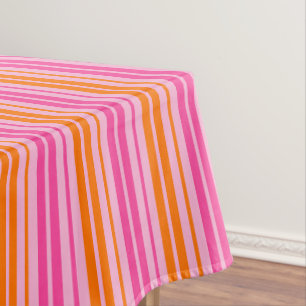 Pink and Orange Vertical Stripes Design Tablecloth