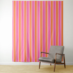  Pink and Orange Vertical Stripes Design   Tapestry
