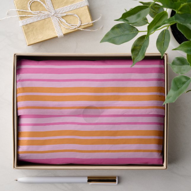  Pink and Orange Vertical Stripes Design   Tissue Paper (Gift)