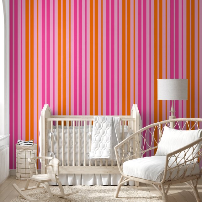  Pink and Orange Vertical Stripes Design   Wallpaper (Kids)