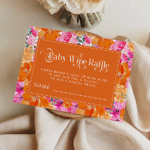 Pink and Orange Watercolor Floral Baby Wipe Raffle