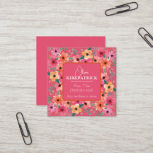 Pink And Orange Watercolor Floral Business Cards