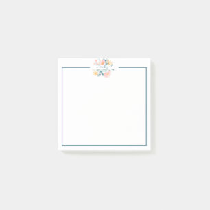 Pink and orange watercolor floral personalized post-it notes