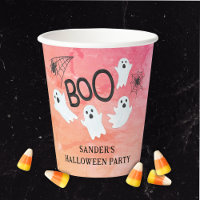 PINK AND ORANGE WATERCOLOR GHOST HALLOWEEN PARTY