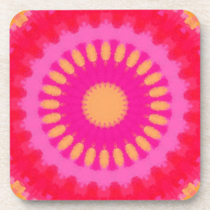 Pink and Orange Watercolor Mandala Coaster