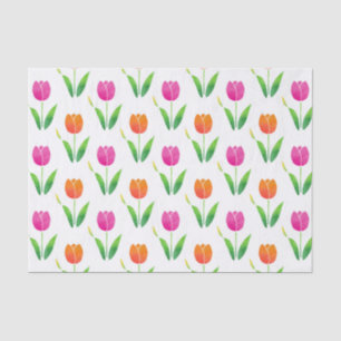 Pink and Orange Watercolor Tulips Tissue Paper