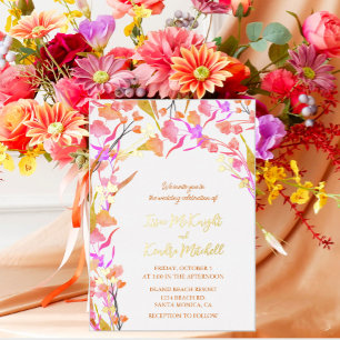 Pink and Orange Watercolor Wildflower 