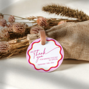 Pink and Orange Wavy Borde Bridal Shower Thank You Favour Tags