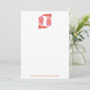 Pink and Orange Western Cowboy Boots Personalized Card