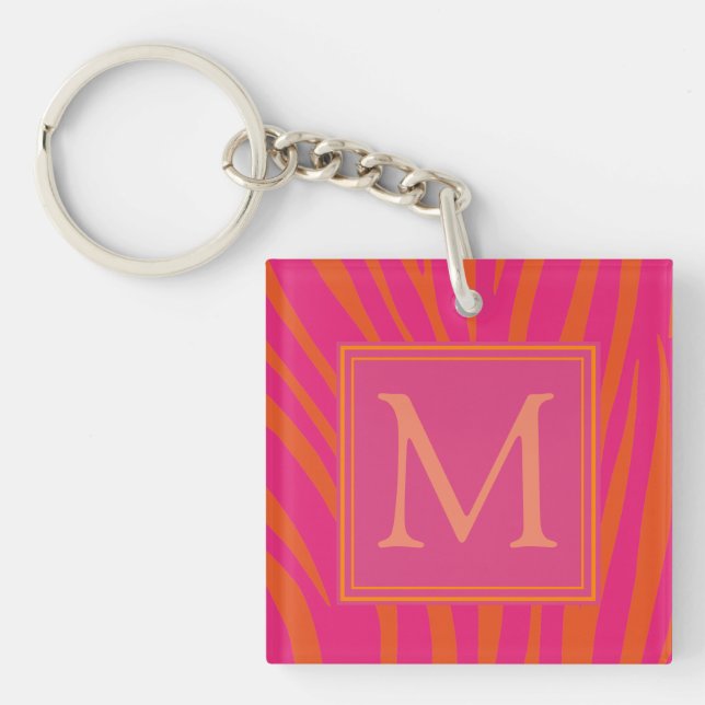 Pink and Orange Zebra Stripes Monogram (Devant)