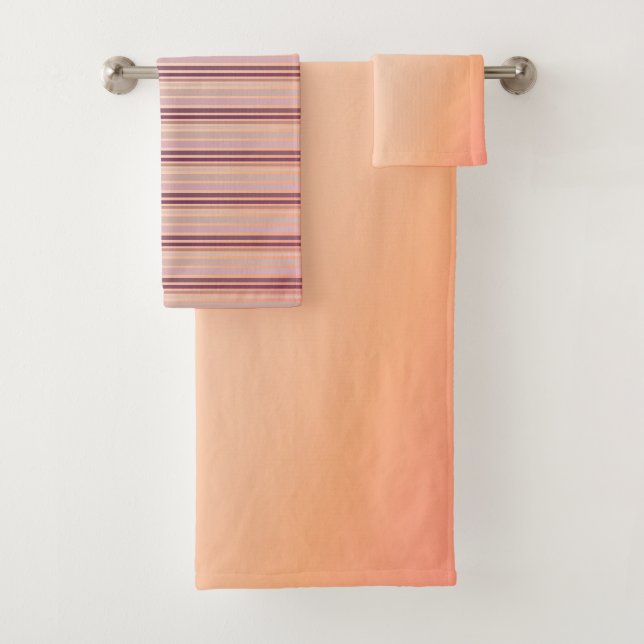 Pink And Peach Coral Bath Towel Set (Insitu)