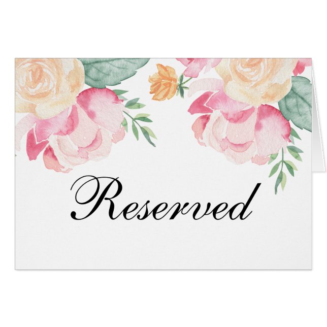 Pink and peach flowers wedding reserved sign (Front Horizontal)