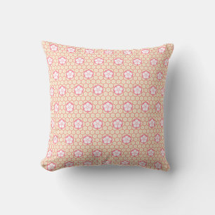Pink and Peach Light Floral Pattern Modern Throw Pillow