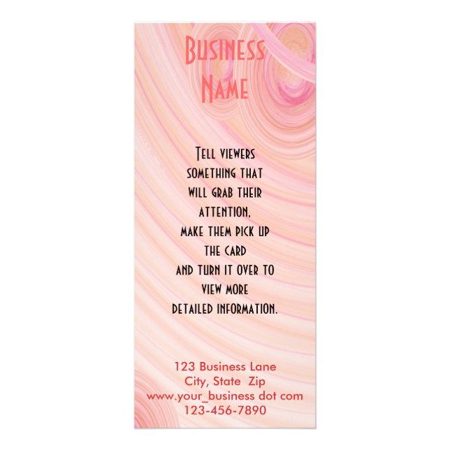 Pink and Peach Pastel Spirals Rack Card (Front)