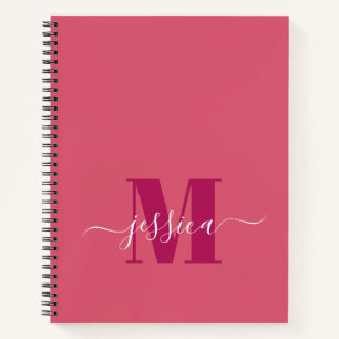 Pink and Pink Personalized Monogram Notebook