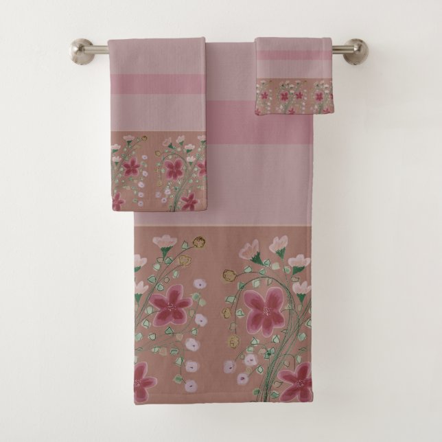 Pink and plum bath towel set (Insitu)