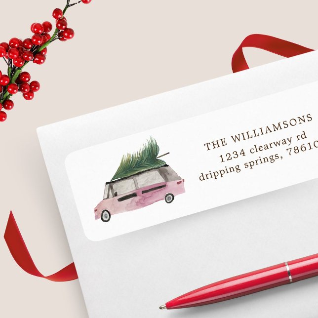 pink and plum holidays return address label (Creator Uploaded)