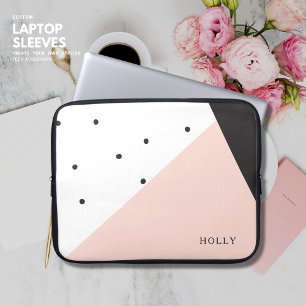 Pink and Polka Dot Laptop Sleeve 15" Personalized