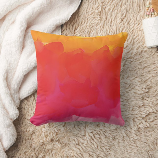 Pink and Prange Abstract Throw Pillow (Blanket)