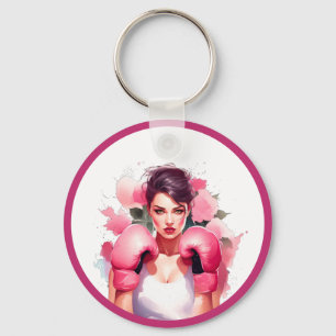 Pink and Pretty Floral Breast Cancer Keychain