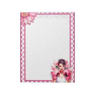 Pink and Pretty Floral Breast Cancer Notepad