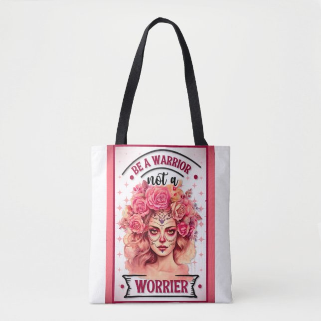 Pink and Pretty Sugar Skull Tote Bag (Front)
