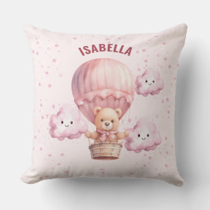 Pink and Pretty Teddy Bear Baby Girl Throw Pillow