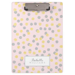 Pink and Printed Glitter Confetti Pattern Clipboard