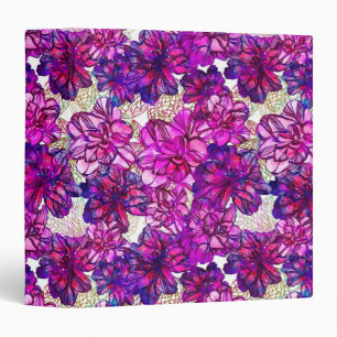 Pink And Purple Abstract Flowers Pattern Binder