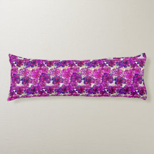 Pink And Purple Abstract Flowers Pattern Body Pillow