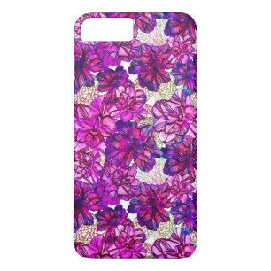 Pink And Purple Abstract Flowers Pattern Case-Mate iPhone Case