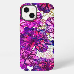 Pink And Purple Abstract Flowers Pattern iPhone 13 Case