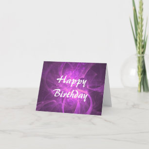 Pink and Purple Abstract Fractal Birthday Card