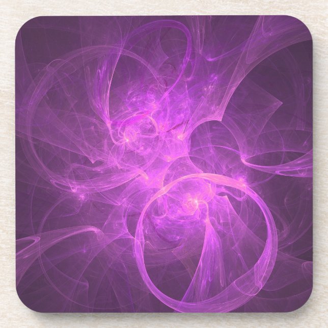 Pink and Purple Abstract fractal with Circles Coaster (Front)