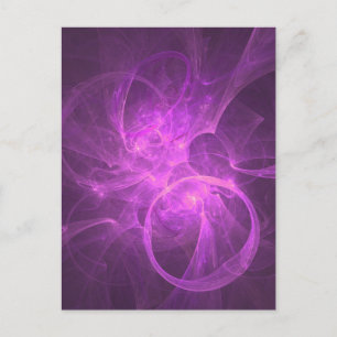 Pink and Purple Abstract Fractal with Circles Postcard