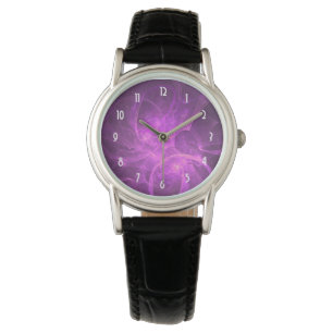 Pink and Purple Abstract fractal with Circles Watch