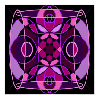 Pink and purple abstract mosaic tile poster