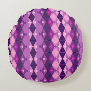 Pink and purple abstract shapes pattern Round Pillow