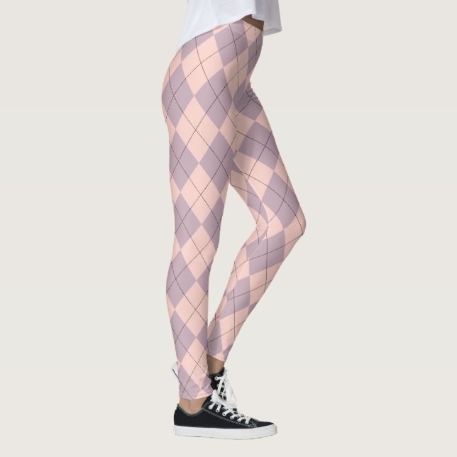 Pink and Purple Argyle Pattern Girly Leggings (Right)