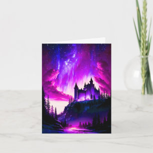 Pink and Purple Aurora Borealis Over A White Fairy Card